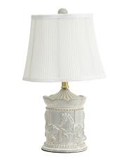 18in Reactive Glaze Carousel Table Lamp With Pleated Shade | TJ Maxx