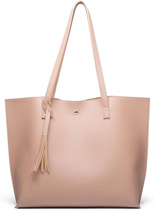 Women's Soft Faux Leather Tote Shoulder Bag from Dreubea, Big Capacity Tassel Handbag | Amazon (US)