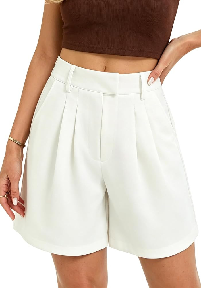Damen Bermuda Shorts Elegante Flie\u00dfende Kurzhose Weite Bein Mittlere Taille Leicht Luftig So... | Amazon (DE)