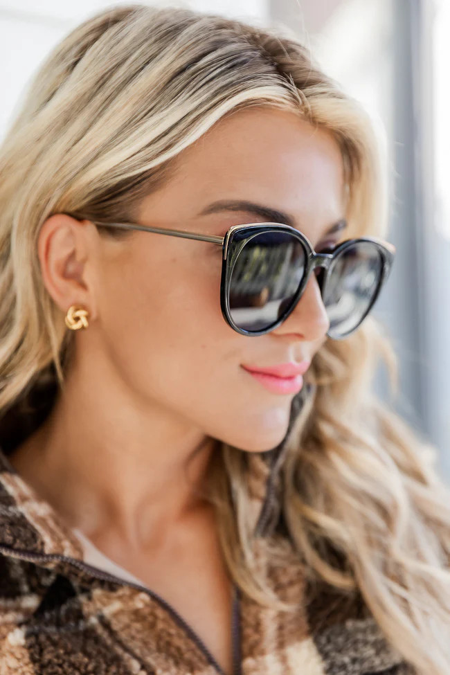 Let Me Explain Black/Gold Cat Eye Sunglasses | Pink Lily