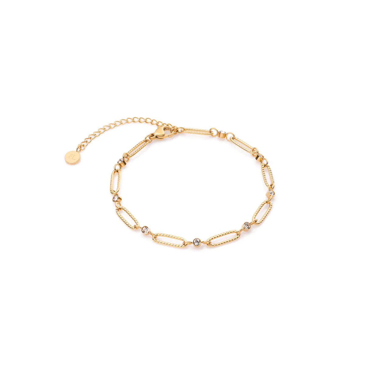 Crystal Paperclip Chain Bracelet (Gold) | Abbott Lyon