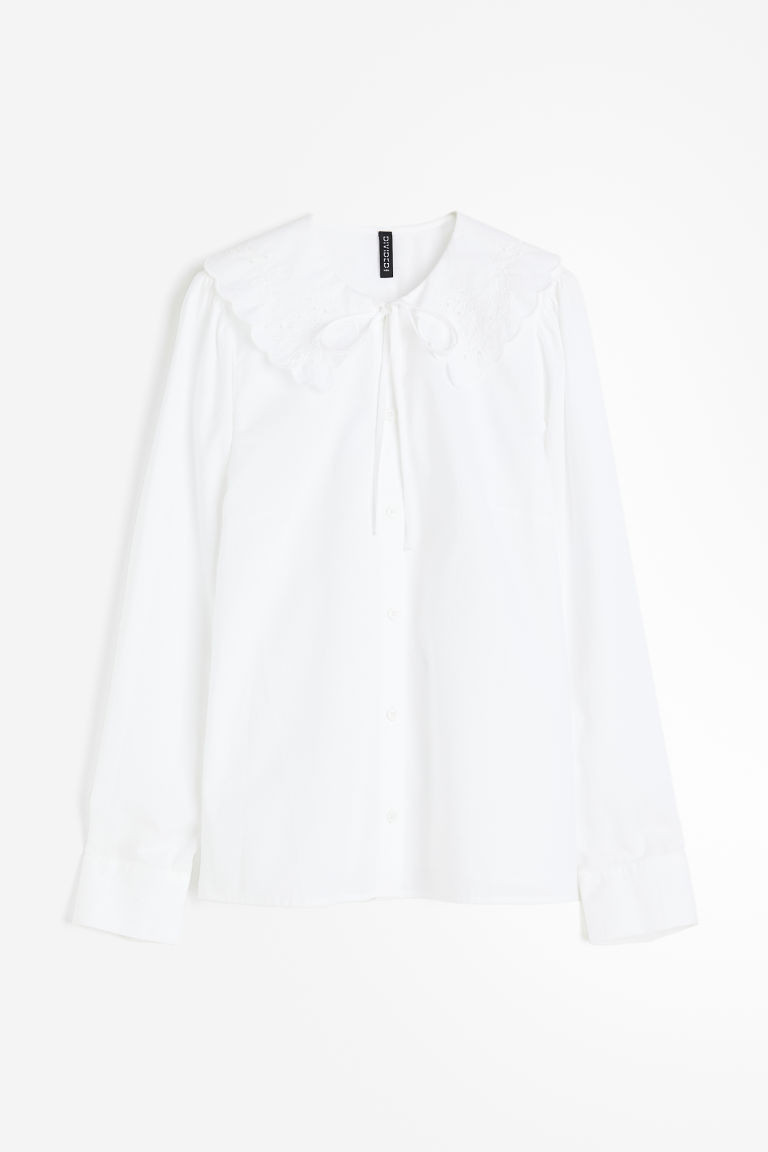 H & M - Peter Pan-collared cotton shirt - White | H&M (UK, MY, IN, SG, PH, TW, HK)