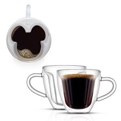 JoyJolt Disney Mickey Mouse 3D Espresso Cups - Set of 2 Double Wall Glass Coffee Cups  - 5.4 oz | Target