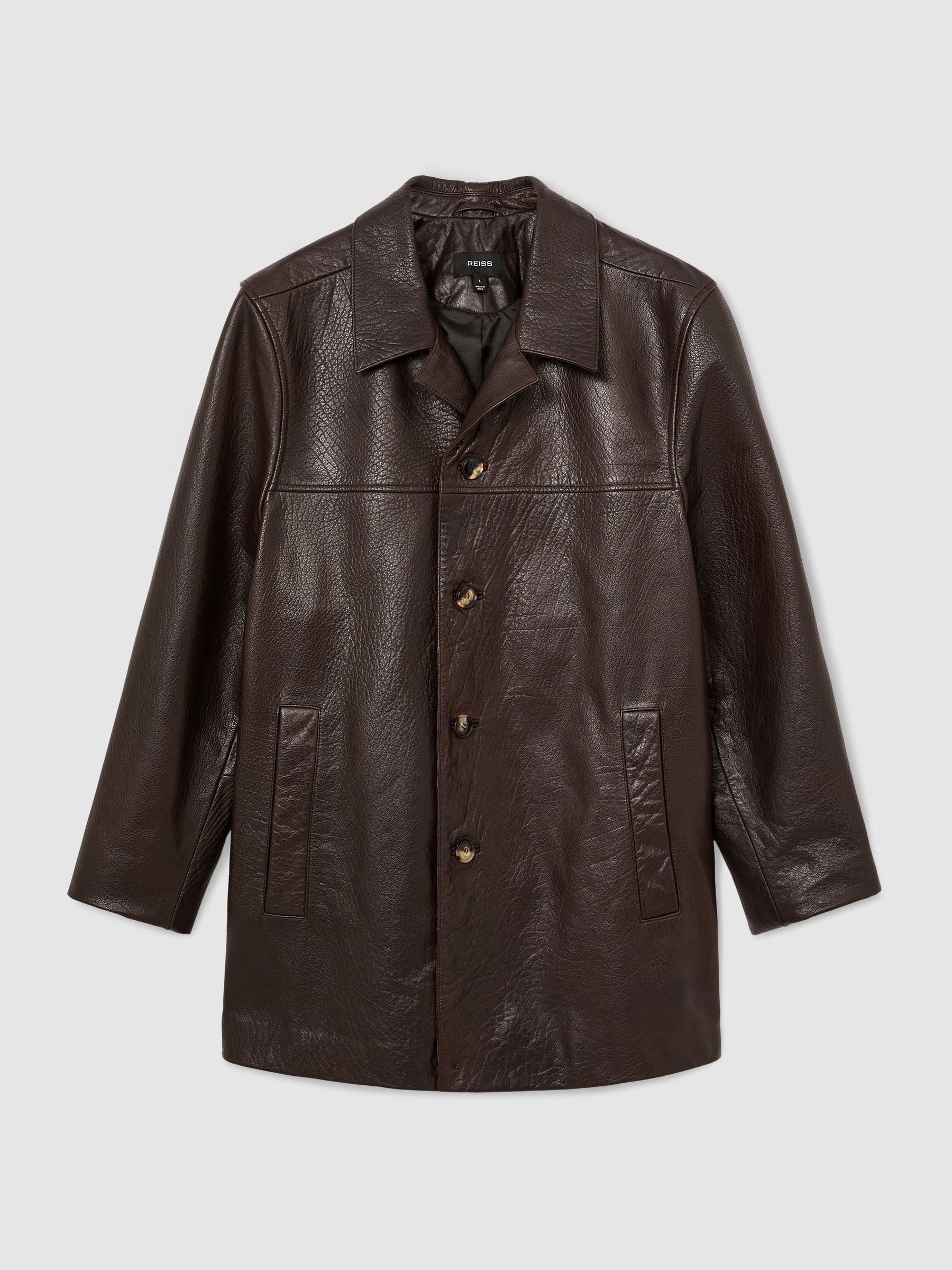 Reiss Reiss Dark Brown Wilson Leather Trench Jacket | Next US