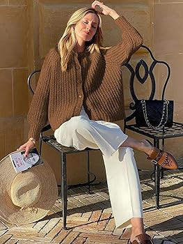 YKR Womens Fall Cardigan Sweater Long Sleeve Chunky Knit Open Front Button Loose Casual Cardigan ... | Amazon (US)