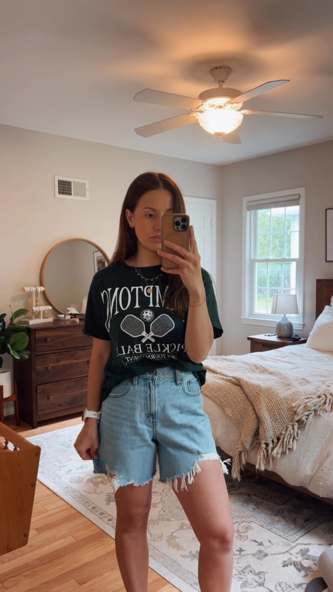 Such a great long denim short! Wearing size 25, so if between sizes size down!