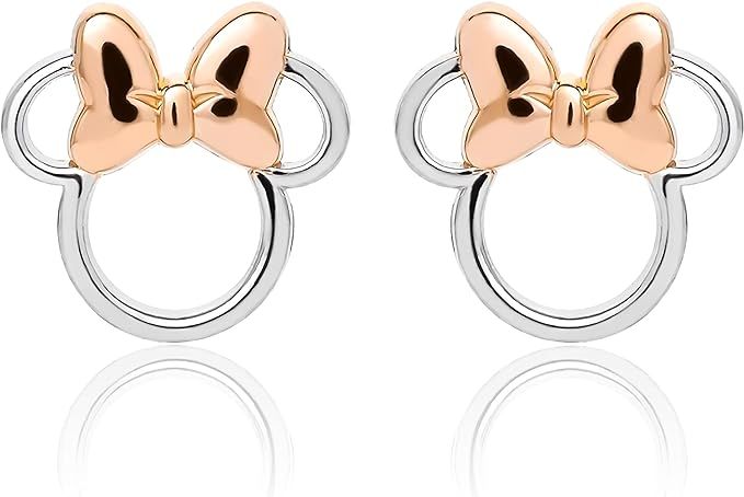 Disney Minnie Mouse Stud Earrings, Two Tone Minnie Silhouette, Sterling Silver | Amazon (US)