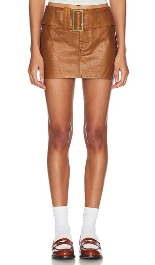 Uma Mini Skirt in Tan | Revolve Clothing (Global)