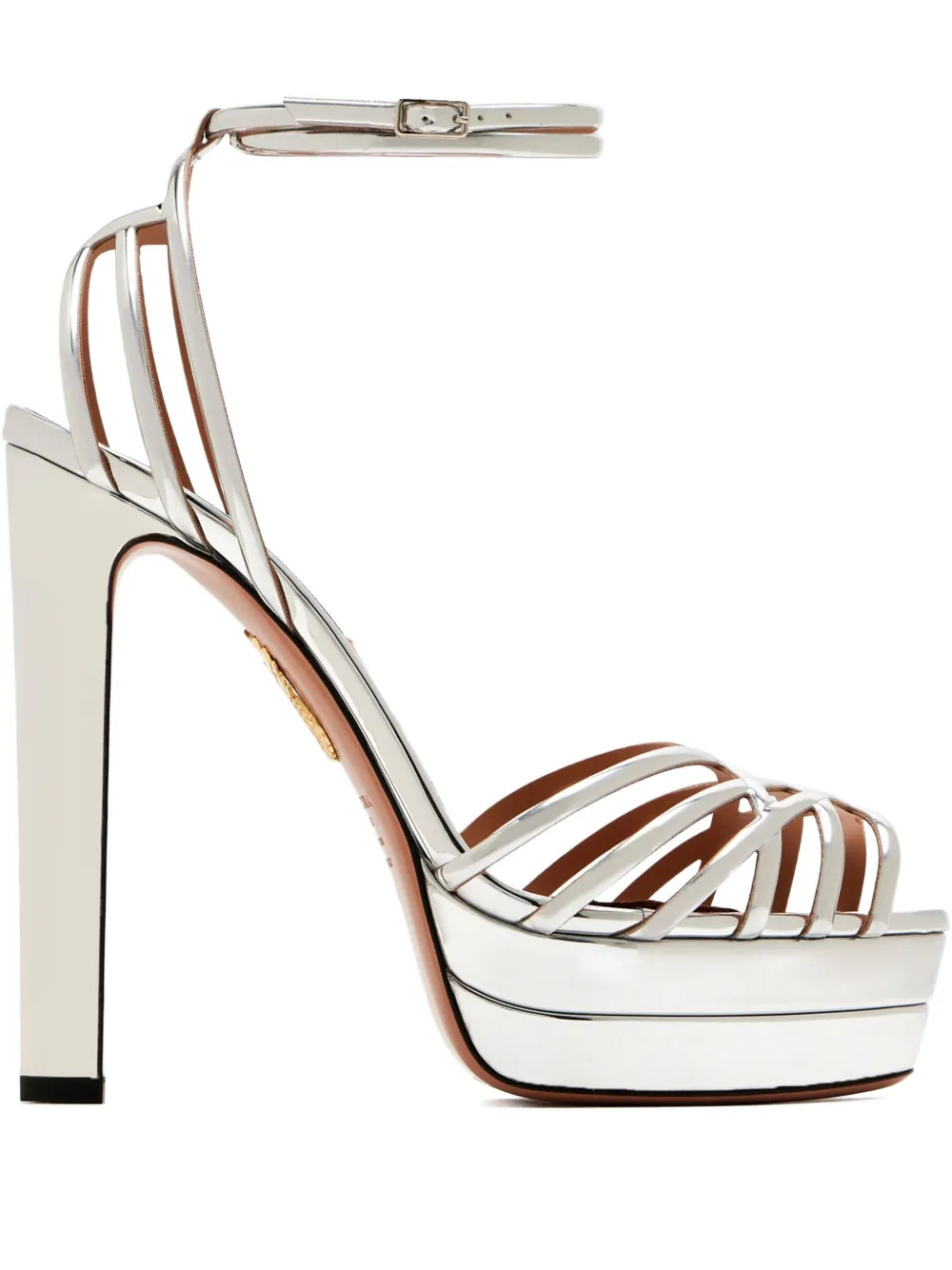 Aquazzura 130mm platform-sole Caged Leather Sandals | Grey | FARFETCH ID | Farfetch Global