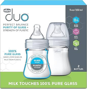 Chicco Duo 5oz. Hybrid Baby Bottle with Invinci-Glass Inside and Plastic Outside | Dishwasher, Bo... | Amazon (US)
