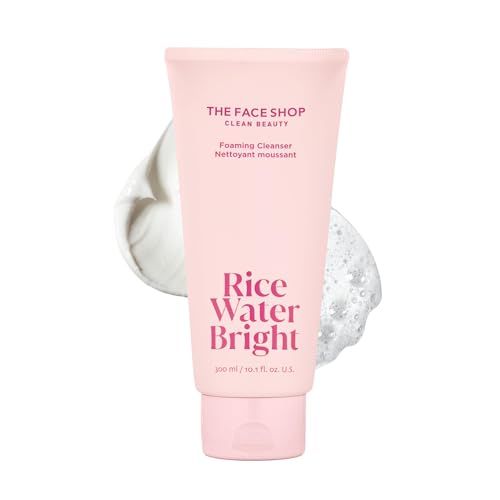 The Face Shop Rice Water Bright Foaming Facial Cleanser with Ceramide, Gentle Face Wash for Hydrating & Moisturizing, Vegan Face Cleanser, Makeup Remover, Korean Skin Care for All Skin Types, 300ml | Amazon (US)