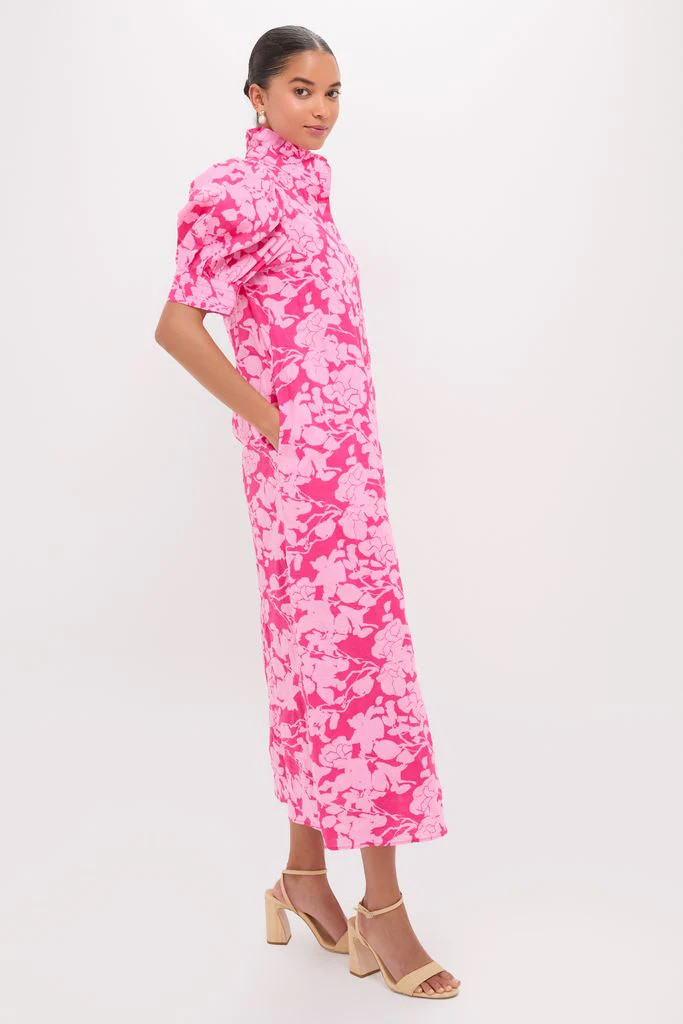 Pink Textured Floral Ruffle Collar Louisa Maxi Dress | Tuckernuck (US)