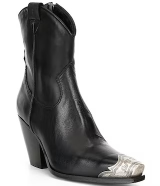 Brayden Leather Metal Toe Tip Western Booties | Dillard's