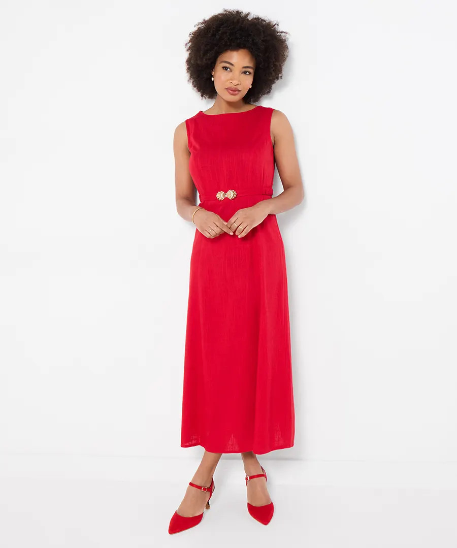 Linen Blend Belted Dress | Joe Browns