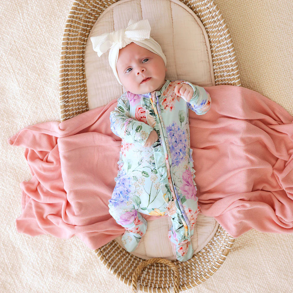 Ruffled Zippered One Piece | Erin | Floral Baby Girl Sleeper | Posh Peanut