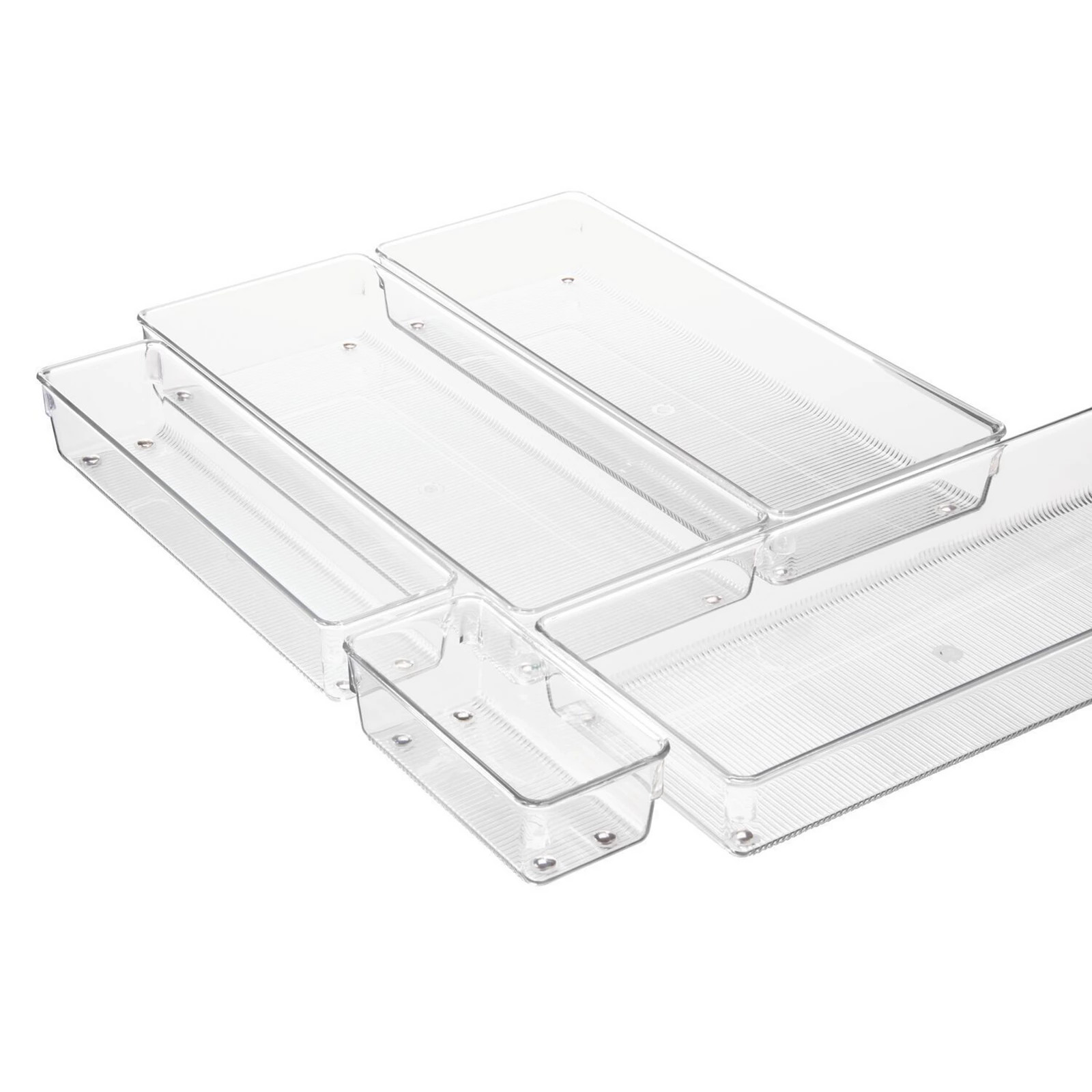 iDesign Linus Collection 5-Piece Plastic Kitchen Drawer Organizer Set, Clear | Kohl's