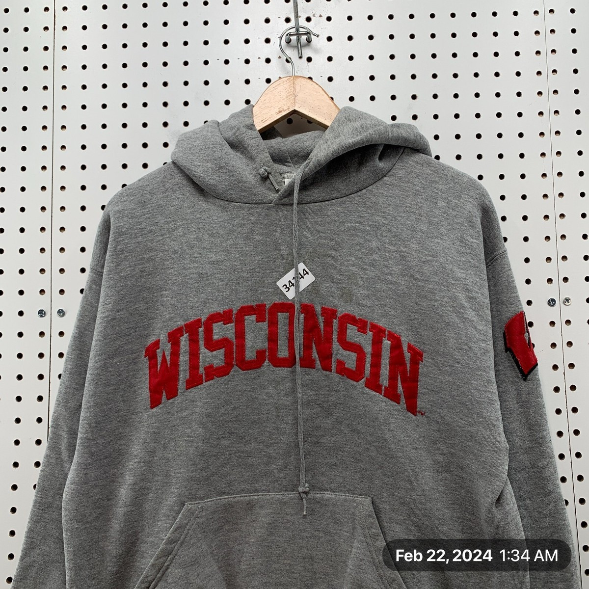 Vintage 90s Wisconsin Badgers Hoodie Mens Medium Gray Sweatshirt Pullover 23X24 | eBay US