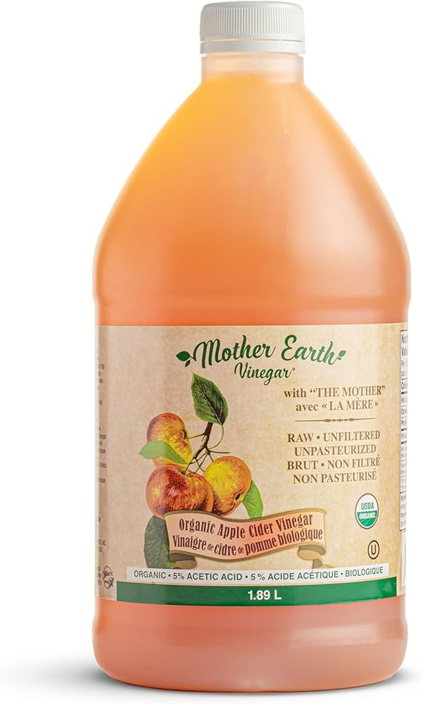 Mother Earth, Organic Apple Cider Vinegar with The Mother, Half Gallon, Fresh Pressed Organic App... | Amazon (US)