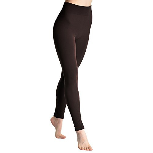 Angelina Fleece Lined Leggings, #022, Dark Brown, One Size | Amazon (US)
