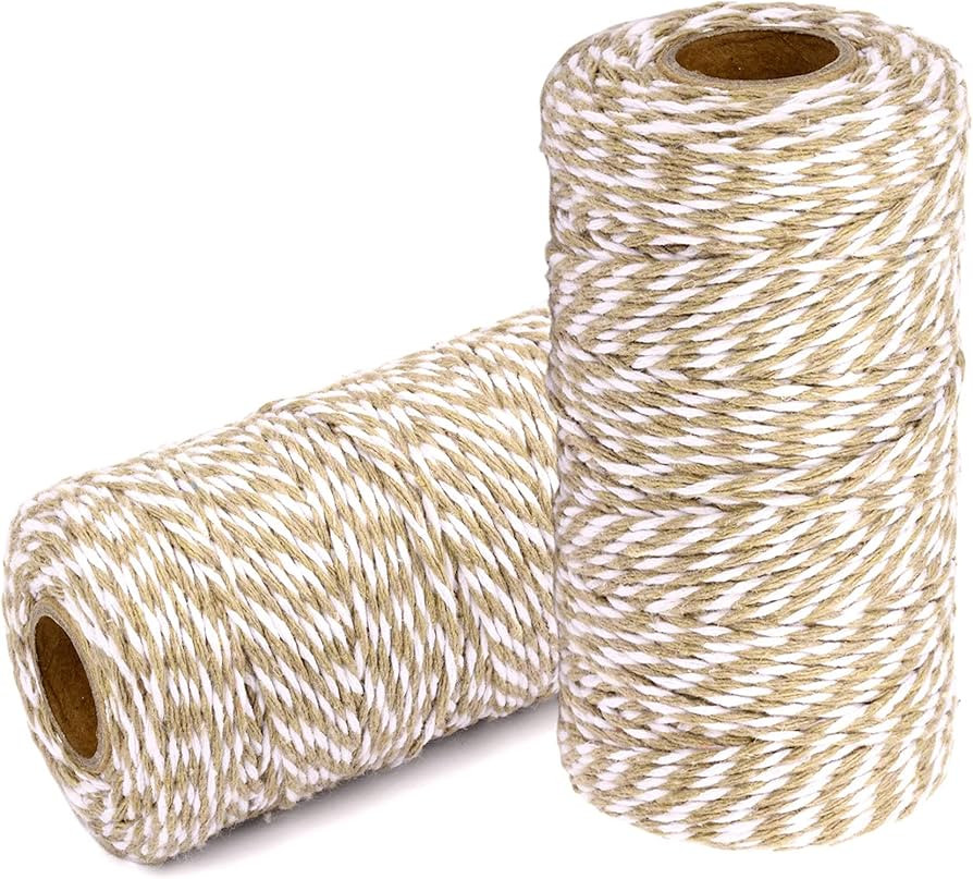 YZSFIRM Cotton Twine String Bakers Rope: 2 Roll Twines for Crafts Gift Wrapping - 656 Feet Khaki ... | Amazon (US)
