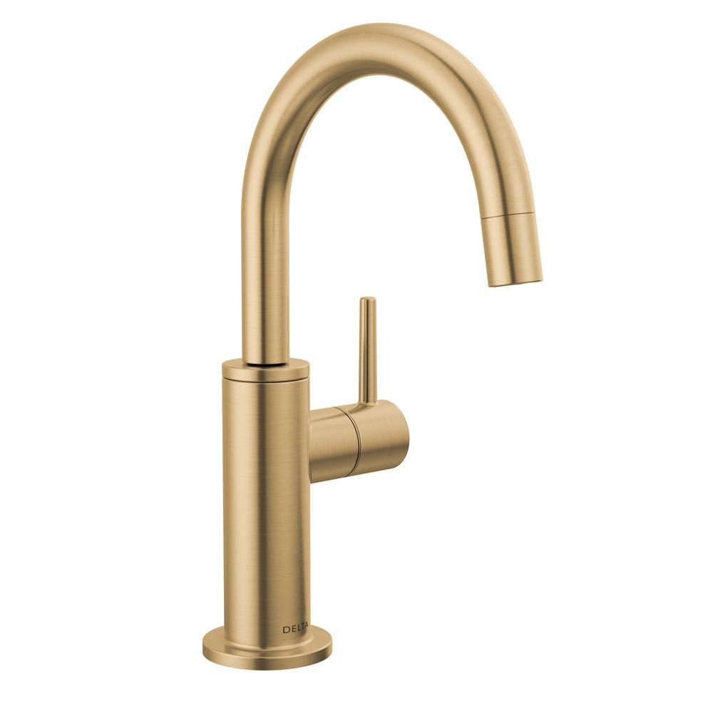 Delta Contemporary Round Single Handle Beverage Faucet in Champagne Bronze Gold | The Home Depot