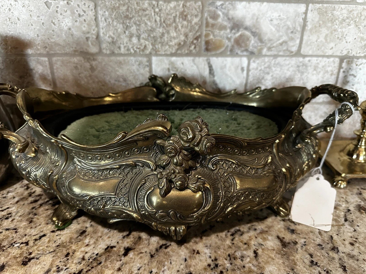 Antique Vintage Brass Rococo Footed Jardiniere Planter Garden Display Pot Insert  | eBay | eBay US