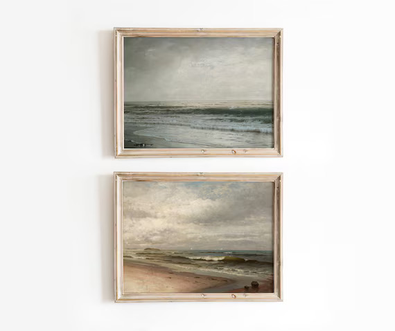 Moody Beach Set  Vintage Warm and Cool Toned Seascape Ocean | Etsy | Etsy (US)