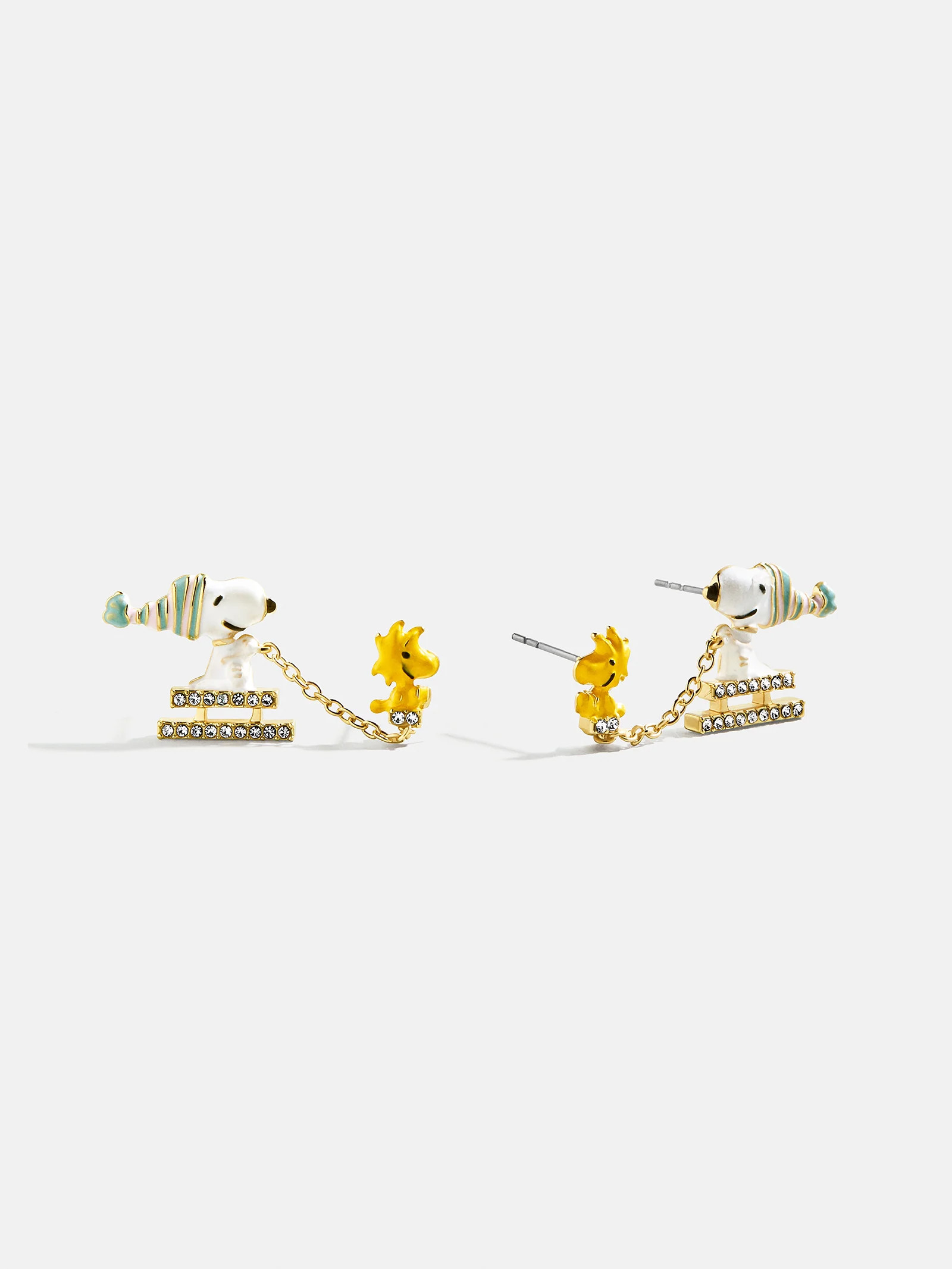 Peanuts Snoopy & Woodstock Sledding Earrings - Snoopy & Woodstock | BaubleBar