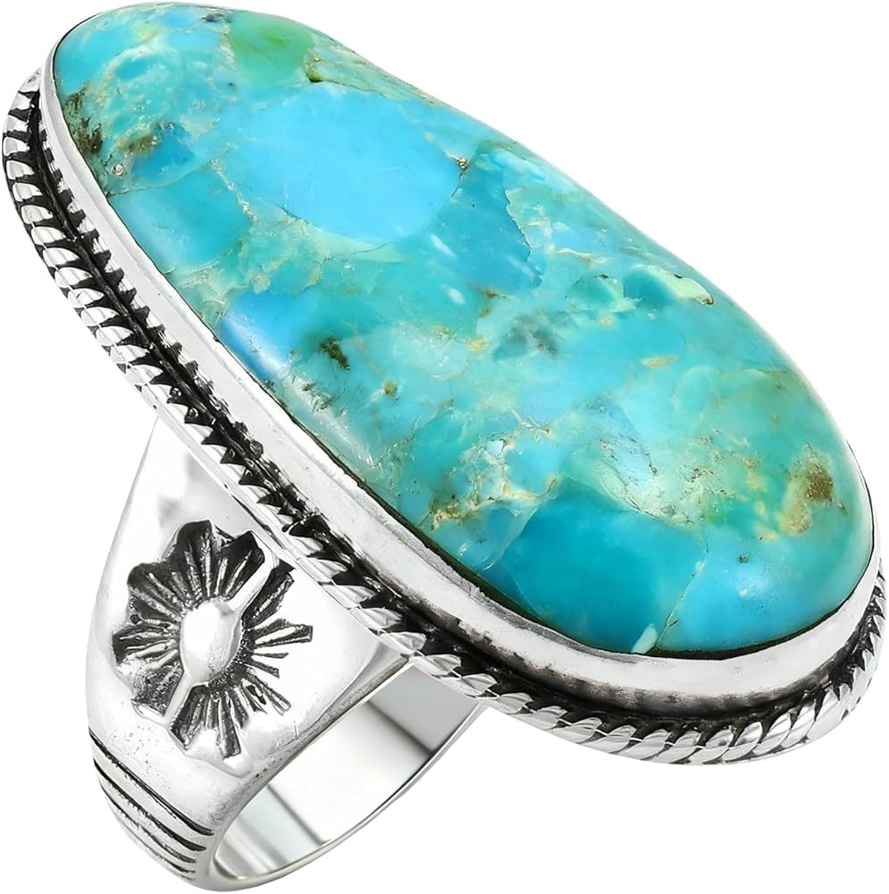 Sterling Silver Genuine Gemstones & Turquoise Ring (SELECT color) | Amazon (US)
