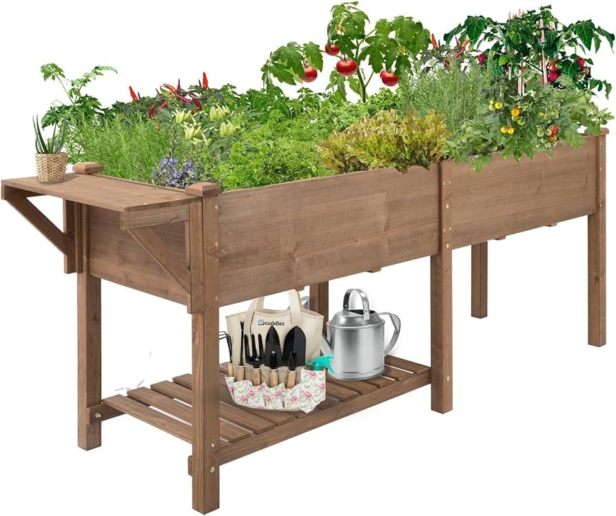 Raised Garden Bed with Legs Outdoor, Elevated Garden Box with Grow Grid, Large Storage Shelf for ... | Amazon (US)