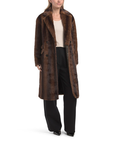 Military Mink Faux Fur Coat, Polyester | TJ Maxx
