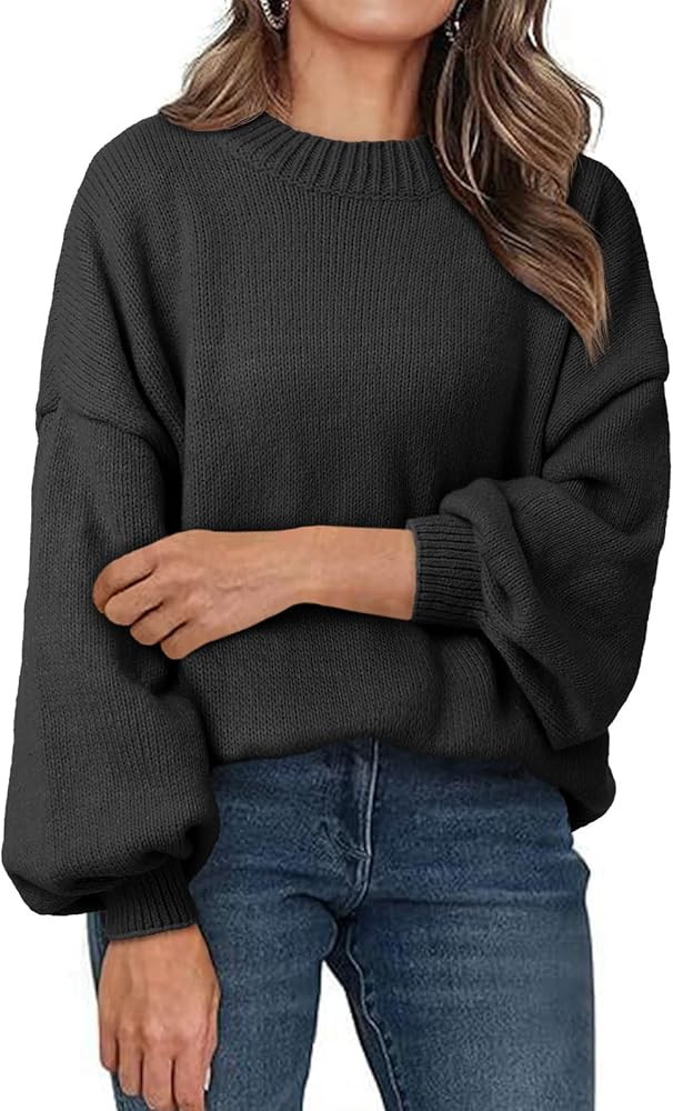 Saodimallsu Womens Oversized Sweaters Casual Lantern Long Sleeve Mock Neck Chunky Knit Loose Fall... | Amazon (US)