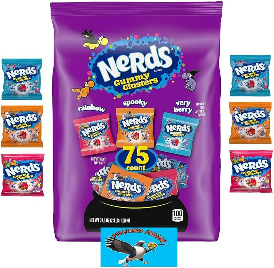 Nerds Gummy Clusters Candy Rainbow Berry Spooky Flavors 75 Count - Halloween Party Trick or Treat... | Amazon (US)