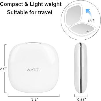 deweisn Compact Mirror, Lighted Travel Makeup Mirror with 1X/10X Magnifying Double Sided Dimmable... | Amazon (US)