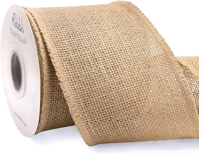 Ribbli Jute Burlap Ribbon 4 Inch x 10 Yard,Natural Solid Ribbon for Crafts,Gift Wrapping,Wreath,T... | Amazon (US)