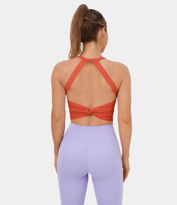 Women’s Cloudful™ Fabric Backless Cut Out Twisted Cropped Yoga Tank Top - HALARA | HALARA
