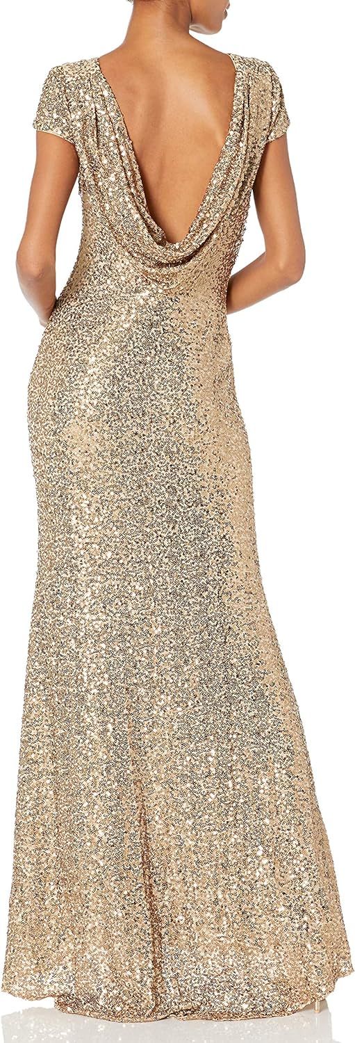 Amazon.com: Badgley Mischka Women's Cowl Back Sequin Classic Gown, 12 - Gold : Clothing, Shoes & ... | Amazon (US)