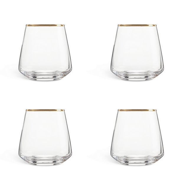 Habitat Set of 4 Gold Rim Tumbler961/4222 | argos.co.uk