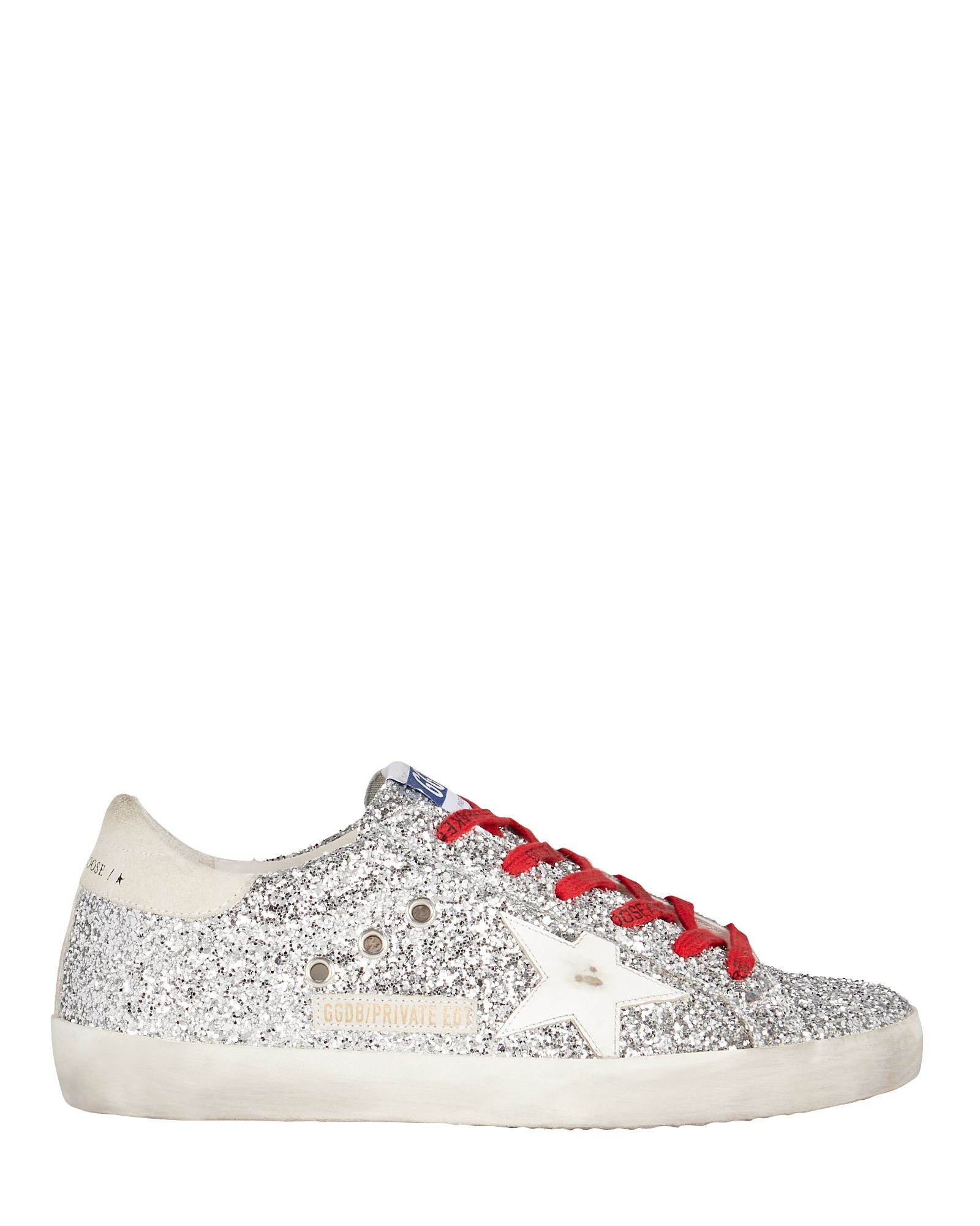 Golden Goose Superstar Glitter Low-Top Sneakers, Silver 40 | INTERMIX