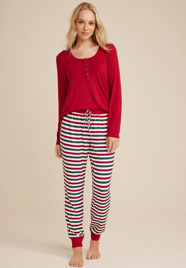 Womens Holiday Striped Family Pajamas | Maurices