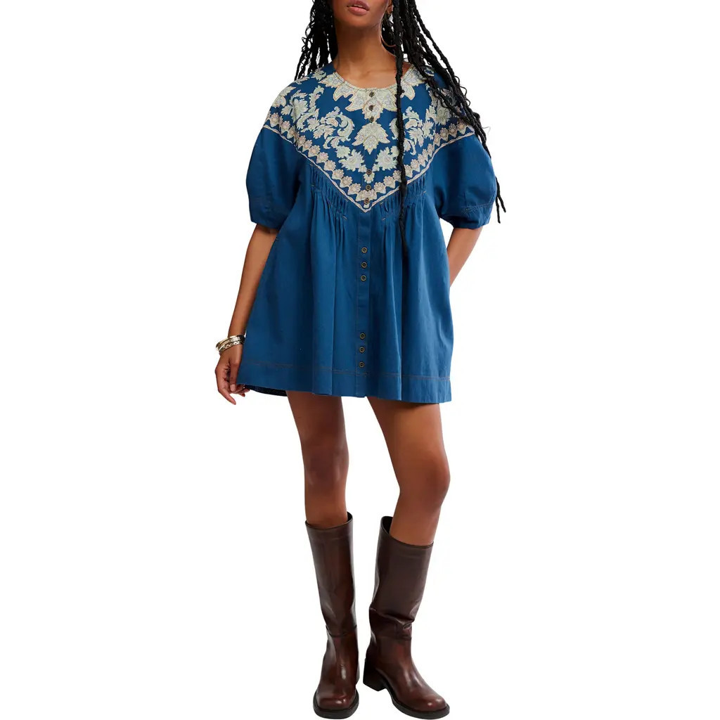 Free People Orson Shift Minidress in Indigo Combo at Nordstrom, Size Small | Nordstrom