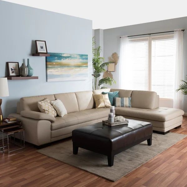 Tan Leather Sofa and Chaise Set | Bed Bath & Beyond