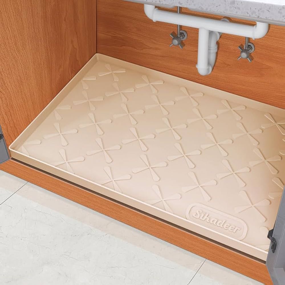 Amazon.com: SIKADEER Under Sink Mat for Kitchen Waterproof, 22" x 22" Silicone Cabinet Liner Mat ... | Amazon (US)