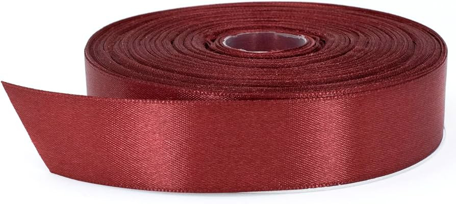 Burgundy Satin Ribbon, 1 inch x 50 Yards, Double Face Solid Color, Thick and Durable Ribbon Roll,... | Amazon (US)