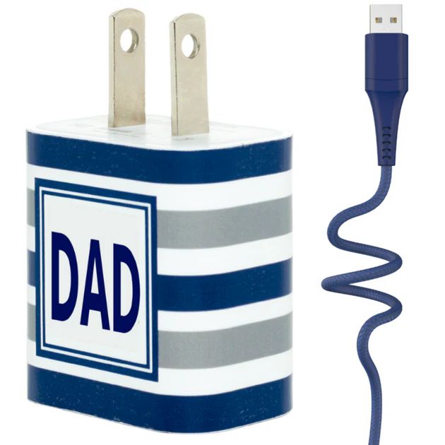 DAD Navy Silver Stripe Gift Set | Classy Chargers