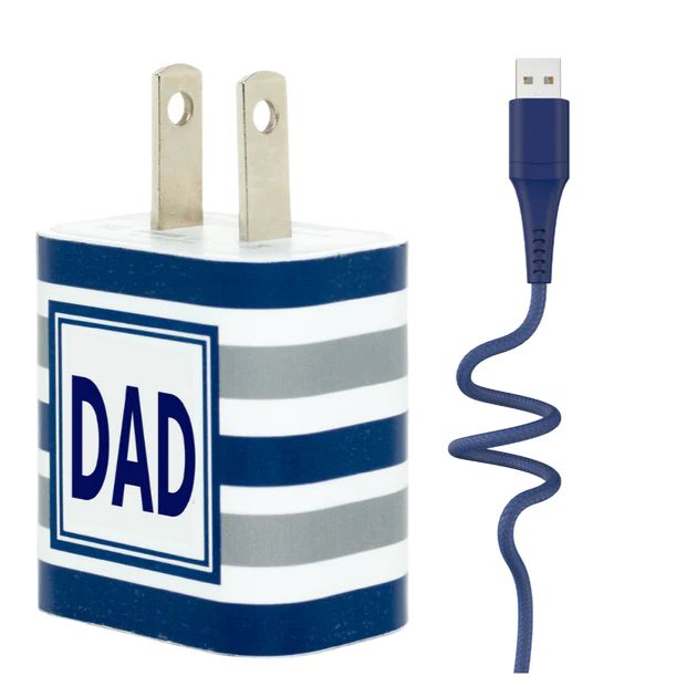 DAD Navy Silver Stripe Gift Set | Classy Chargers