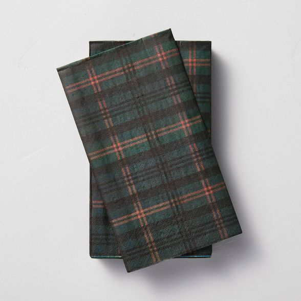 14ct Tartan Plaid Disposable 3-Ply Hand Towel Dark Green/Red - Hearth & Hand™ with Magnolia | Target