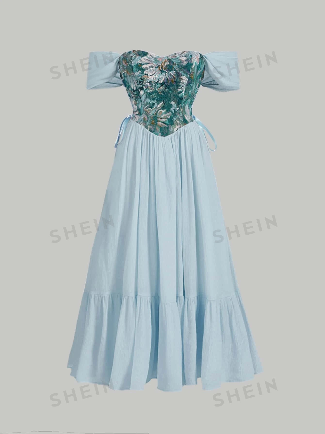 SHEIN MOD Floral Print Puff Sleeve Ruffle Hem Dress | SHEIN