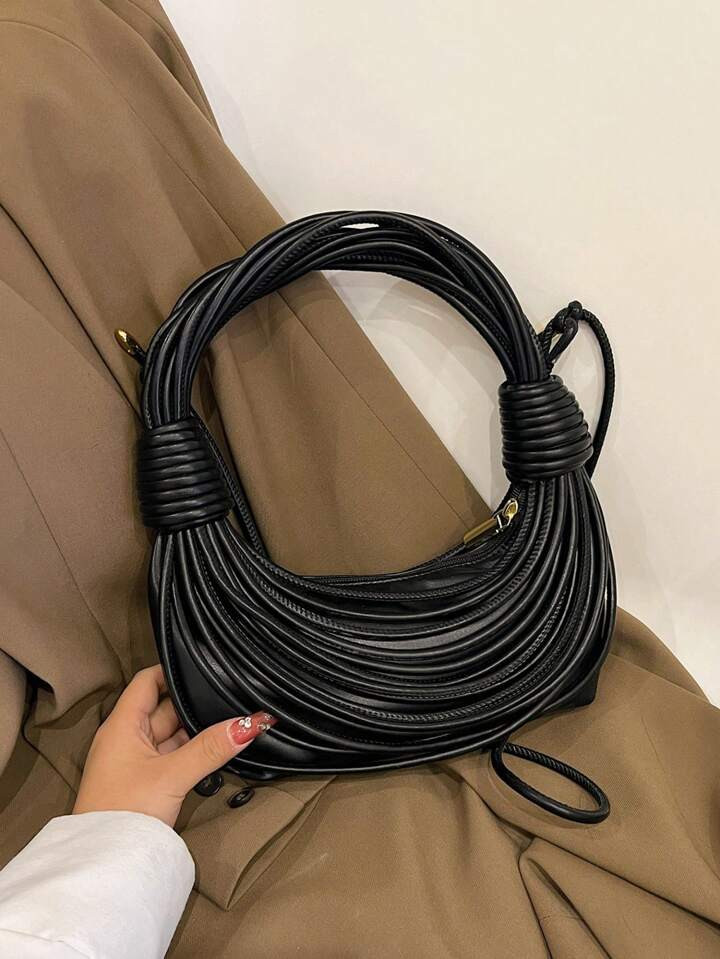 Fashionable Woven Texture Knot Detail Bag, Multiple Colors Shoulder & Handbag | SHEIN
