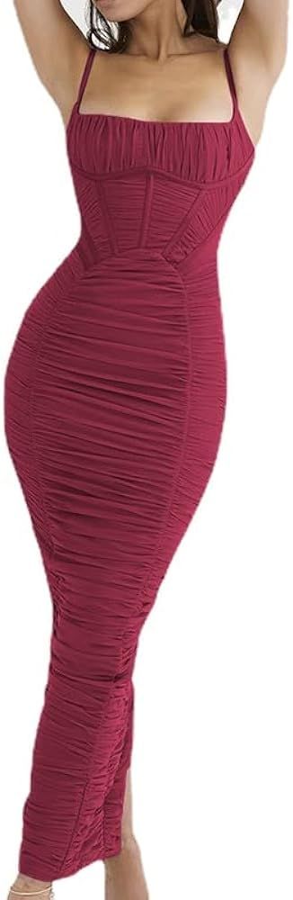 Women's Sexy Sling Ruffle Design Party Club Y2K Dress Wrap Sheath Dress | Amazon (US)
